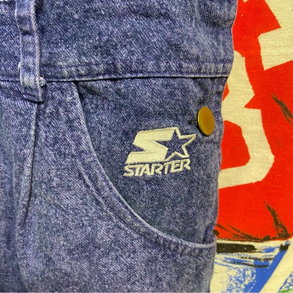 Rare Vintage Starter Los Angeles Lakers Purple Stonewashed Denim Overalls/Jumper - Picture 6 of 9